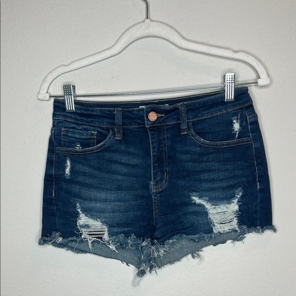 KanCan Midnight Blue Ripped Jean Shorts